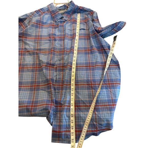 Swiss Tech + Mens Outdoor Hiking Casual Long or Short Sleeve Snap Shirt 3XL BLUE - Picture 3 of 6